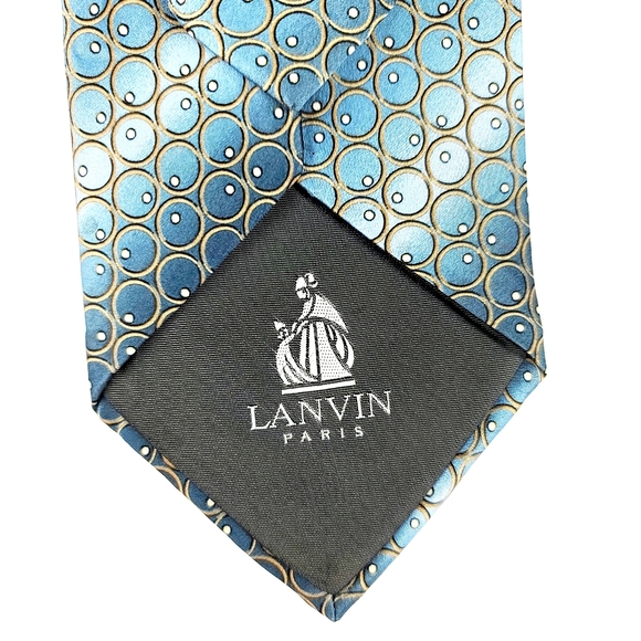 Lanvin Printed Gray Silk Tie - Picture 4 of 4